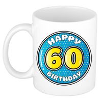 Bellatio Decorations Verjaardag cadeau mok - 60 jaar - blauw - 300 ml - keramiek - feest mokken - thumbnail
