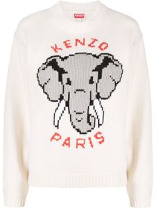 Kenzo pull à motif elephant en intarsia - Blanc