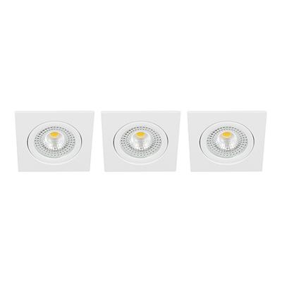 Set 3x Bella Ondiepe LED spot kantelbaar 5Watt vierkant WIT dimbaar - interne driver