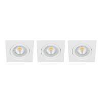 Set 3x Bella Ondiepe LED spot kantelbaar 5Watt vierkant WIT dimbaar - interne driver