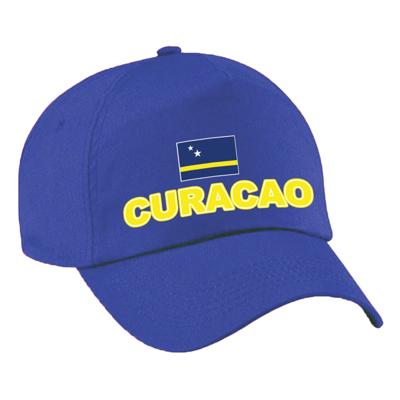 Verkleed feest pet - blauw - Curacao - vlag/landen thema - EK / WK - zonneklep pet Verkleed feest pet - blauw - Curacao - vlag/landen thema - EK / WK - zonneklep pet