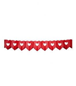 Set van 4x stuks Hartjes thema feest slinger van 6 meter rood