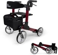 Parvum Luxo Rollator Small- Luxe dubbel opvouwbare rollator (6,9kg)-Red
