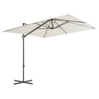 The Living Store Parasol - Hangend - 250x250x247cm - Zandkleurig - UV-beschermend polyester - Kantelbaar en draaibaar -