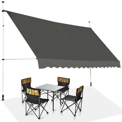 Telescopische Luifel Zonnescherm Uitschuifbare Luifel Zonnescherm Uv-bestendig Waterdicht Luifel 395 cm Breed Grijs