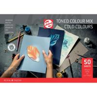 Talens gekleurd tekenpapier, 180 g, ft 29,7 x 42 cm, A3, geassorteerde koude kleuren, blok van 50 vel