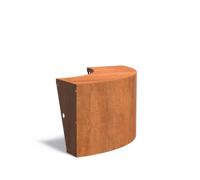 Keerwand cortenstaal buitenbocht 100x100x60cm. brede bovenrand