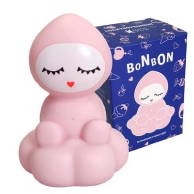 LuckyBoySunday nachtlamp Bonbon junior 10,5 cm PVC lichtroze