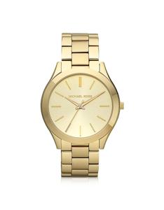 Michael Kors Dames Slim Runway goudkleurig horloge 42 mm MK3179