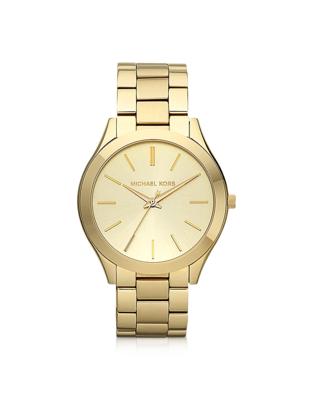 Michael Kors Dames Slim Runway goudkleurig horloge 42 mm MK3179