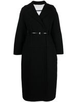 Jil Sander manteau en laine à taille ceinturée - Noir