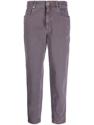 Brunello Cucinelli jean crop à taille haute - Violet