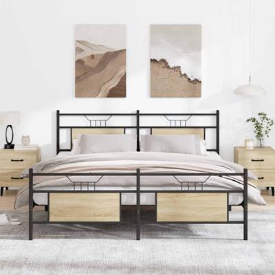 Bedframe zonder matras metaal sonoma eikenkleurig 180x200 cm