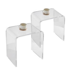 VEVOR Set van 2 bijzettafels 415 x 305 x 460 mm, U-vormige acryltafel bijzettafel, transparante salontafel voor drankjes, eten, snacks, gebruikt in woonkamer, slaapkamer, studeerkamer, enz.