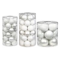 62x stuks glazen kerstballen wit 4, 6 en 8 cm glans en mat - Kerstbal