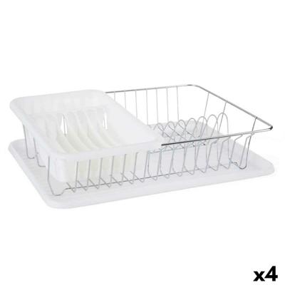 Afdruiprek voor Keukengootsteen Kinvara W6459A-161 W6459A-161 Wit 43,5 x 11 x 33,5 cm (4 Stuks)