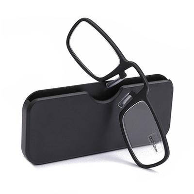 2 stks TR90 pince-nez leesbril Presbyopische bril met draagbare doos graad: + 1.50 D (zwart)