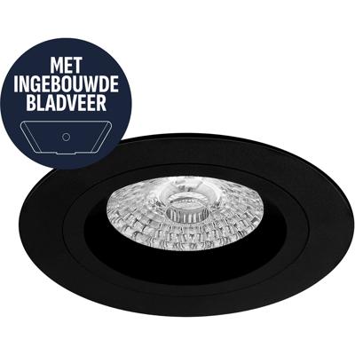 Spot Armatuur GU10 - Pragmi Motion - GU10 Inbouwspot met Bladveren - Rond - Zwart - Aluminium - Ø93mm