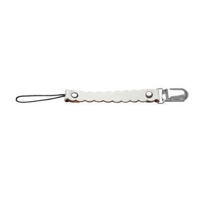 3 PC'S Wave lederen baby korte fopspeen clip ketting metaal fopspeen tepel houder slotjes (wit)