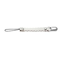 3 PC'S Wave lederen baby korte fopspeen clip ketting metaal fopspeen tepel houder slotjes (wit)