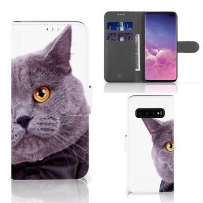 Samsung Galaxy S10 Plus | Telefoonhoesje | Met pasjeshouder | Kat