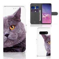 Samsung Galaxy S10 Plus | Telefoonhoesje | Met pasjeshouder | Kat