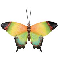 Tuindecoratie vlinder van metaal groen 37 cm