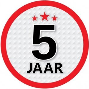 10x 5 Jaar leeftijd stickers rond verjaardag versiering - Feeststickers