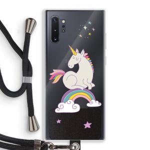 Regenboog eenhoorn: Samsung Galaxy Note 10 Plus Transparant Hoesje met koord
