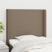 Hoofdbord met randen 103x16x118/128 cm stof taupe