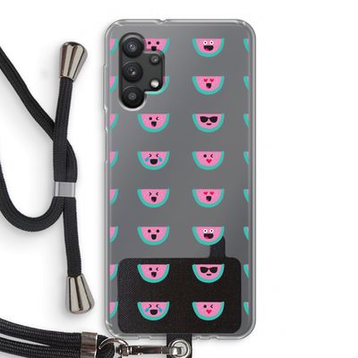 Smiley watermeloenprint: Samsung Galaxy A32 5G Transparant Hoesje met koord