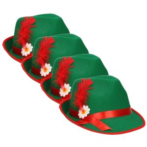 Set van 8x stuks groen/rood Tiroler hoedje verkleedaccessoire voor volwassenen   -