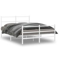 Bedframe met hoofd- en voeteneinde metaal wit 135x190 cm