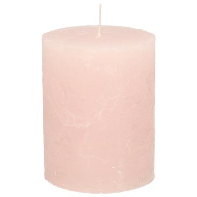 Stompkaars - lichtroze - 7 x 9 cm - middel rustiek model - cilinderkaars - kaars