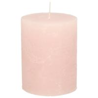 Stompkaars - lichtroze - 7 x 9 cm - middel rustiek model - cilinderkaars - kaars