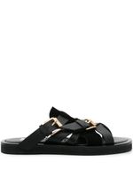 Moschino buckled suede slides - Noir