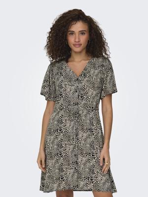 Only Onlevida S/s Short Dress Wvn Noos Zomerjurkjes Pumice Stone Alma Heart Leo