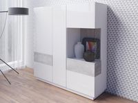 Hoge commode SILAC 3 portes blanc/béton met verlichting