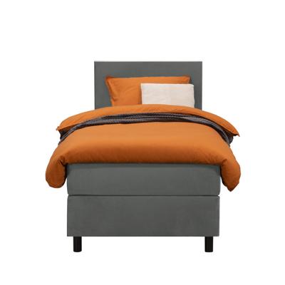 Leen Bakker - Boxspring Liv Egaal - 90x200 Cm - Ronde Poot - Stof/Velvet - Grijs