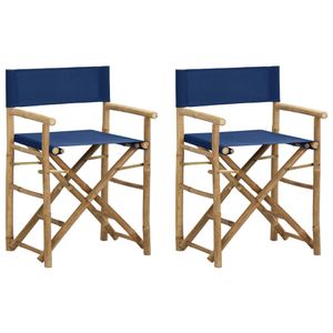 Regisseursstoelen 2 st inklapbaar blauw bamboe en stof