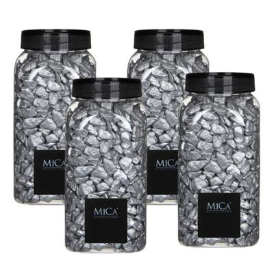 Mica Decorations decoratie steentjes - 4x - zilver - 1 kilo - 650ml - hobby steentjes