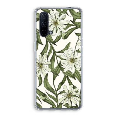 Wit bloemenpatroon: OnePlus Nord CE 5G Transparant Hoesje
