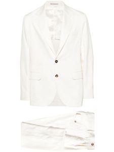 Brunello Cucinelli costume en soie à veste à simple boutonnage - Blanc