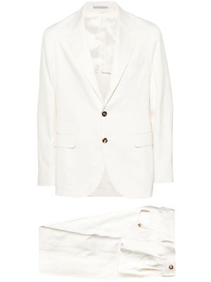 Brunello Cucinelli costume en soie à veste à simple boutonnage - Blanc