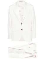 Brunello Cucinelli costume en soie à veste à simple boutonnage - Blanc