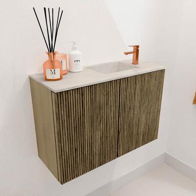 Toiletmeubel Mondiaz Joya Dlux | 60 cm | Meubelkleur Dusk | Faye wastafel Ostra Wasbak Rechts | 1 kraangat