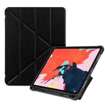 Multi opvouwbare Shockproof TPU beschermhoes voor iPad Pro 11 inch (2018) met houder & stylushouder (zwart)