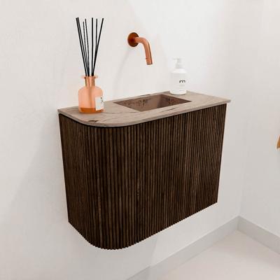 Toiletmeubel Mondiaz Joya Dlux | 51.6 cm | Meubelkleur Walnut | Faye wastafel Arena Wasbak Rechts | Zonder kraangat(en)