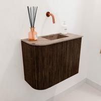 Toiletmeubel Mondiaz Joya Dlux | 51.6 cm | Meubelkleur Walnut | Faye wastafel Arena Wasbak Rechts | Zonder kraangat(en)