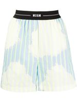 MSGM short imprimé à taille à logo - Bleu